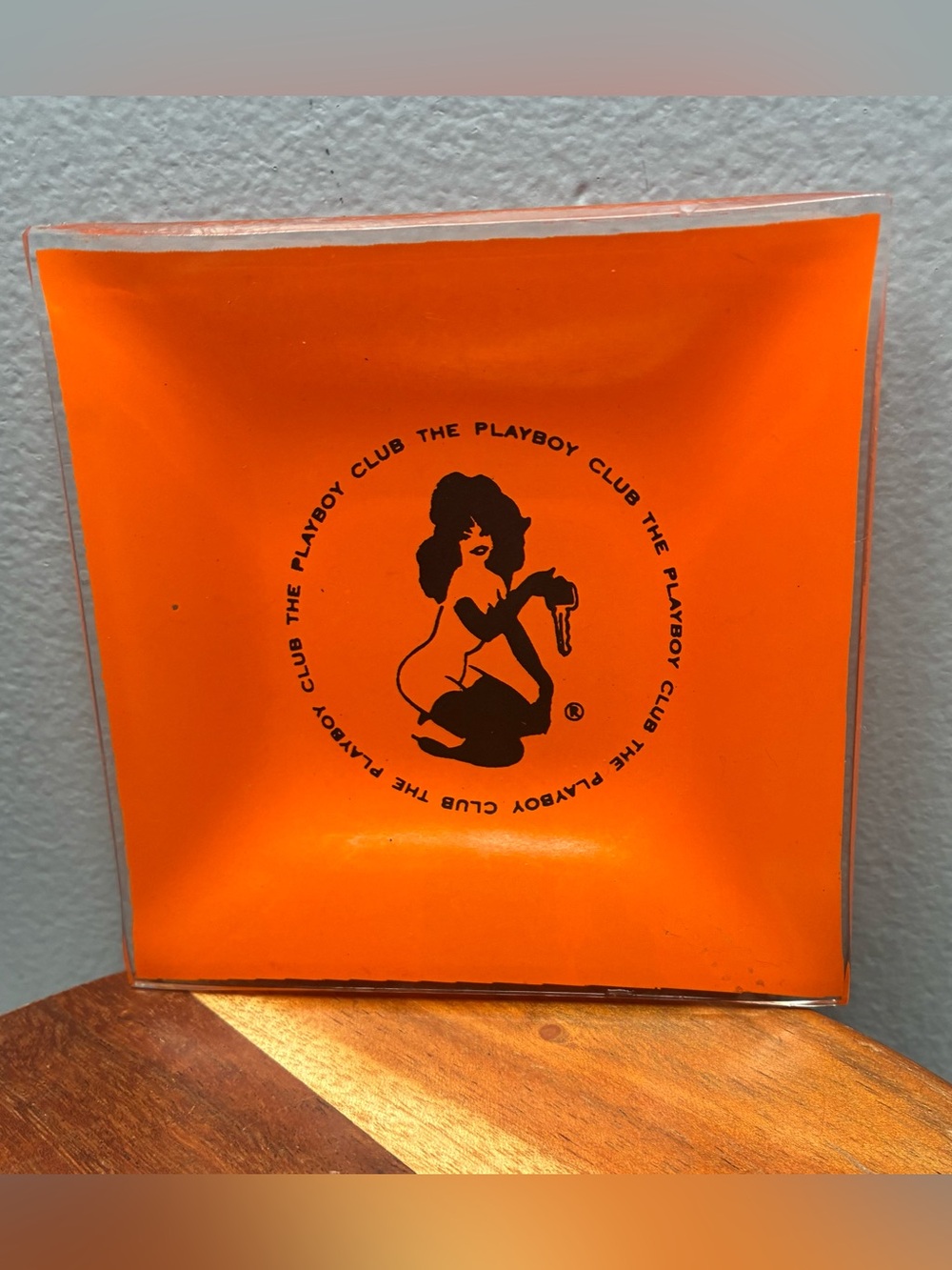 Vintage Playboy Club Orange Ashtray Tray Femlin Retro Barware